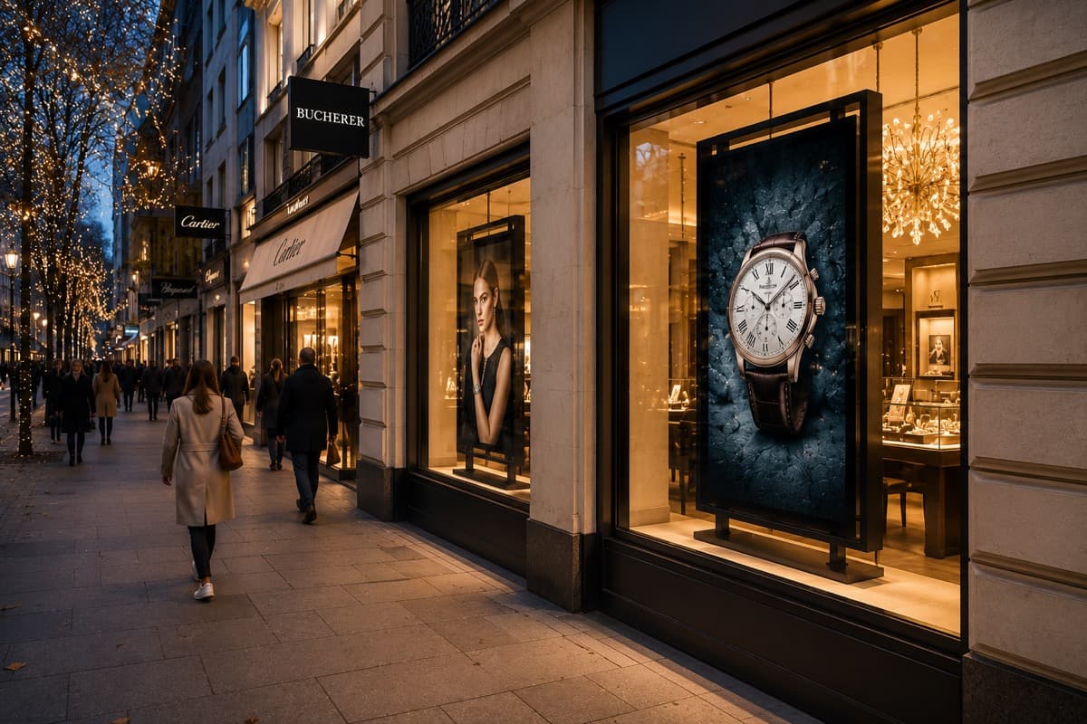 Digital Window screen in a premium Zürich shop window